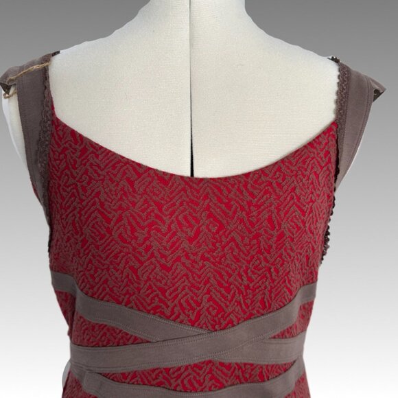 Free People Cross My Heart Bodycon Cut Out Red Brown Knit Dress Large Boho Indie - Picture 4 of 12